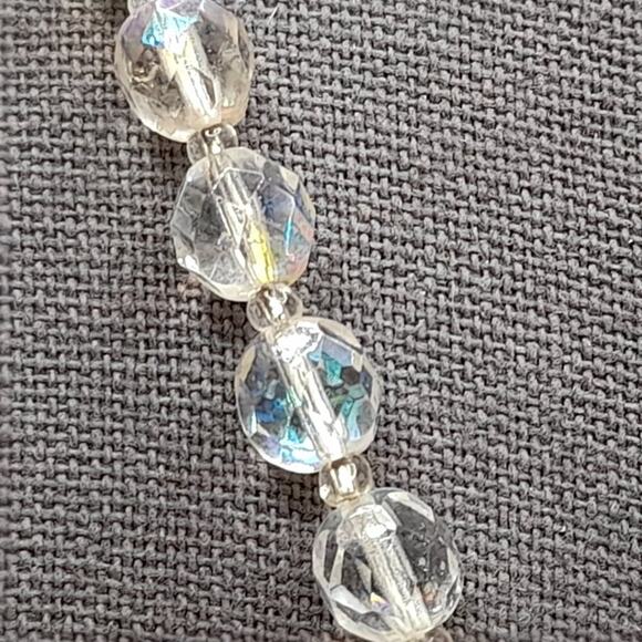 Vintage Clear Fire Polished Czech Bead Necklace, 19 Inch, 8mm AB Clear Crystal - Picture 4 of 10